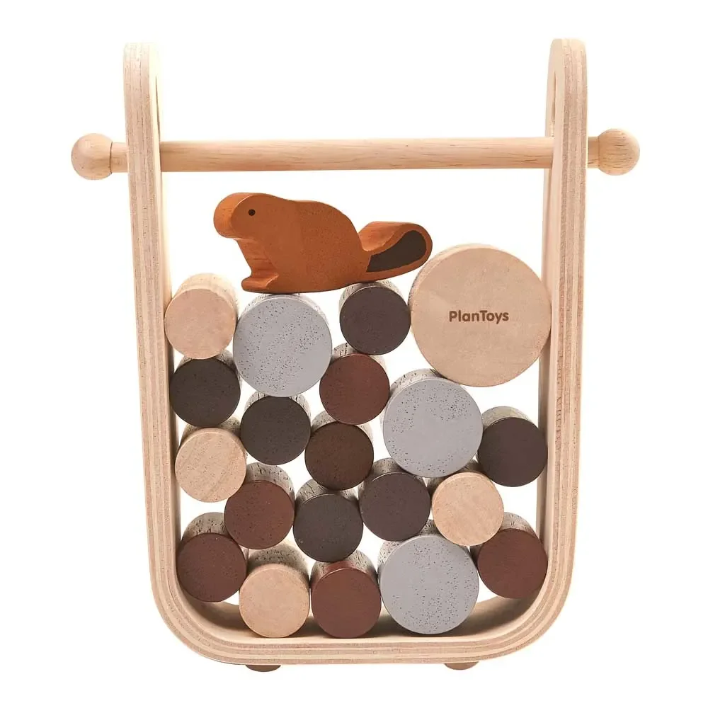 "Plan Toys spel boomstammen trekken hout image"