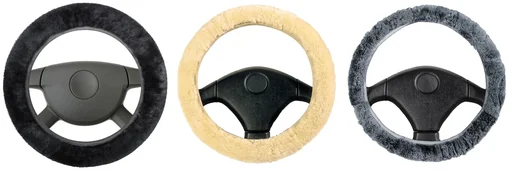 "Lambskin steering wheel cover - steering wheel protector in anthracite image"