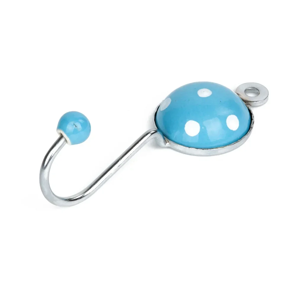 "Knaufmanufaktur kapstokhaak rond turquoise stippen wit image"