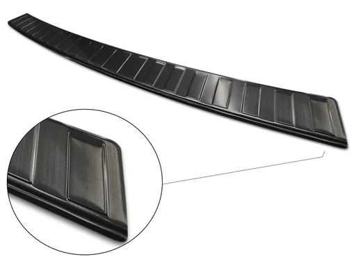 "Stainless steel loading sill protector, VW Transporter T5-135.9cm, '15-'19>graphite/black, OEM quality, brushed image"