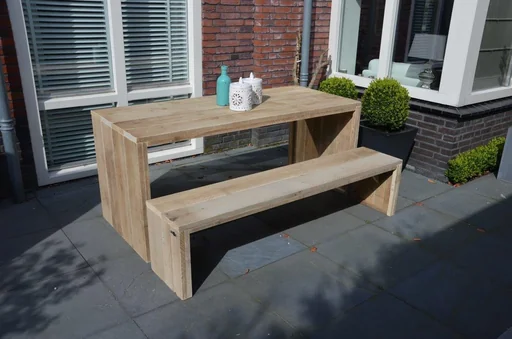 "Garden bench made of scaffolding wood 150 cm image"