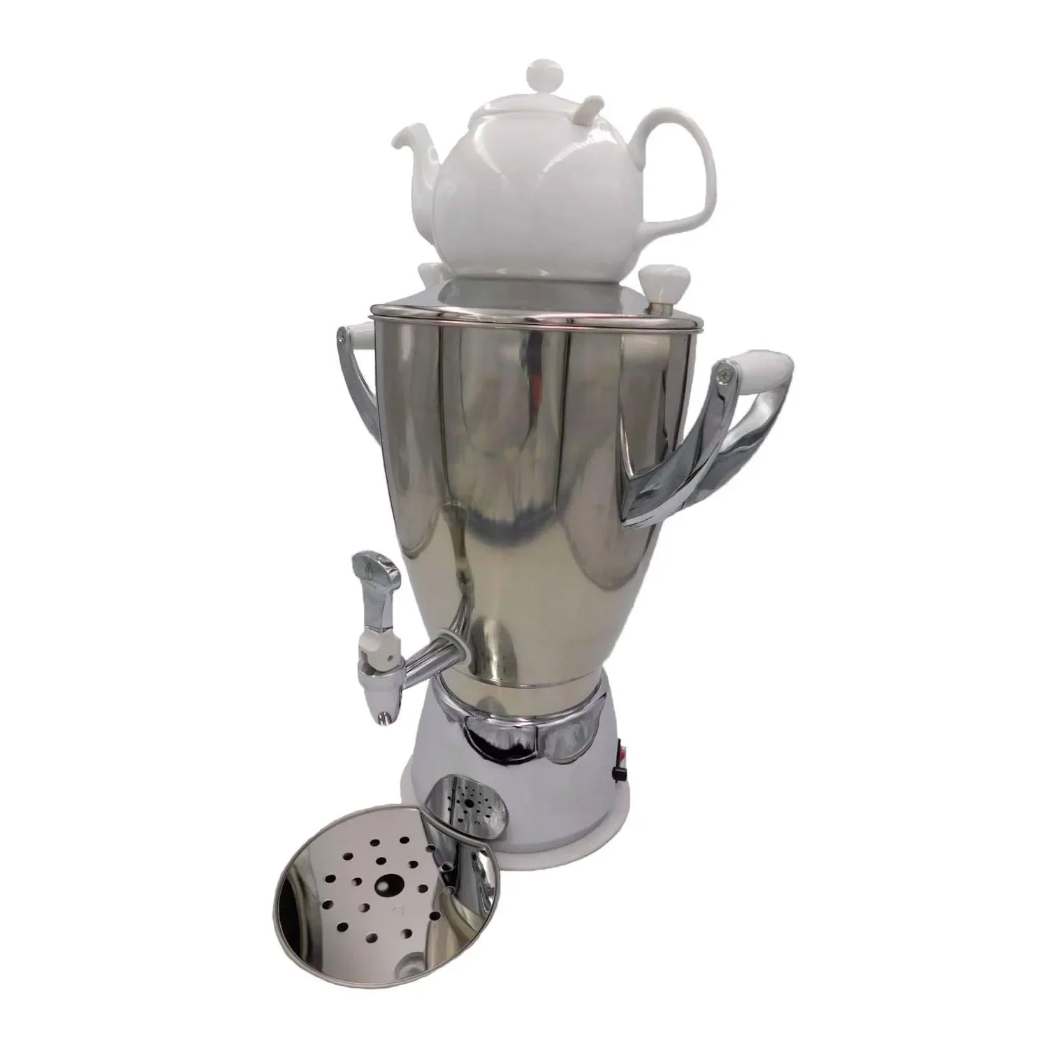 "Samovar met Theepot, Russische Theeketel Elektrisch - Premium, SAMORAI 1, Porselein image"