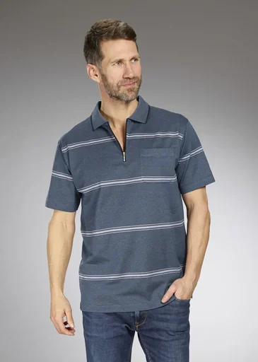 "Striped polo shirt, color blue, size M image"