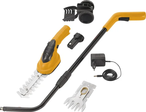 "Cordless grass and shrub shears 3.6 V Li-Ion including walking stick and wheel set image"