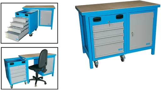 "Werkbank 1200 SLT MULTI met deur en onderrolcontainer, vergrendelbaar image"