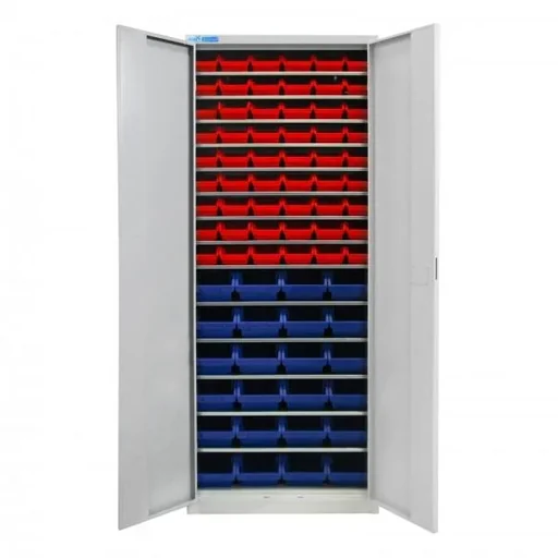 "Shelving unit with door, 14 shelves, 78 storage bins size 3 / size 2L image"