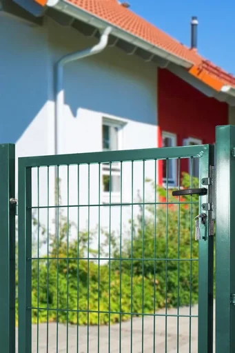 "Tuindeur voor dubbelstaafmat, groen, enkelvleugelig - 120 cm hoog - 100 cm breed image"