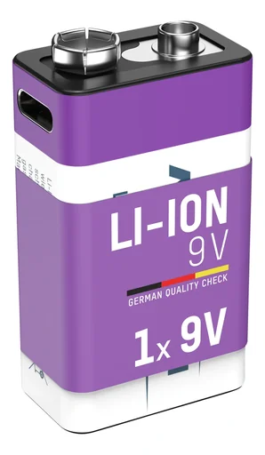 "Lithium-ion 9V E-Block accu USB-C 1 stuk, veiligheidsuitschakeling image"