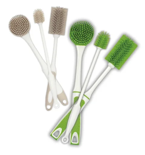 "Silicone dish brush set, 3-piece, green image"