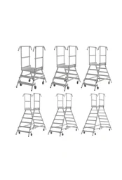 Podiumladder met 2 x 3 aluminium treden, aan beide zijden beklimbaar