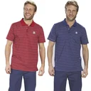 Button-down polo shirt, red striped, size 2XL