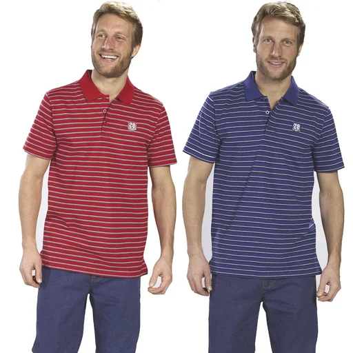 "Button-down polo shirt, red striped, size 2XL image"