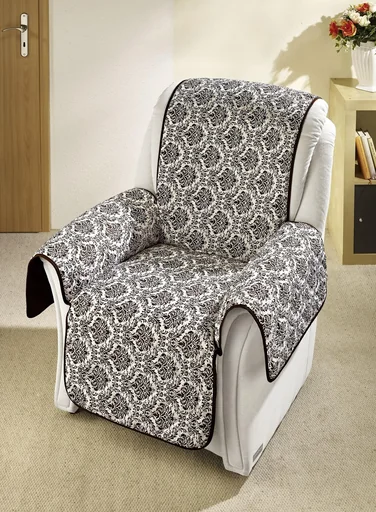 "Reversible armchair protector, slipcover, brown image"