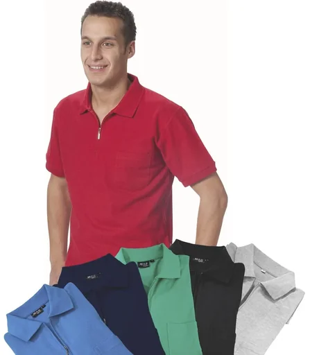 "Polo shirt with zip, azure blue, size L image"