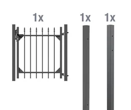 Chaussee enkele poortset, voor plaatsing in beton, antraciet, hoogte 100 cm, breedte 1 m