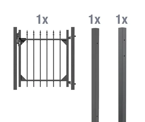 "Single gate set Chaussee, for encasing in concrete, anthracite, height 100 cm, width 1 m image"