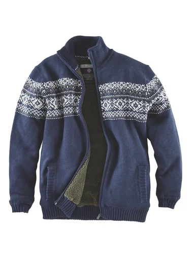 "Cardigan with Berber fleece, color navy, size 2XL image"