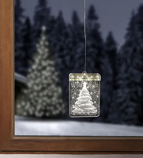 "LED window picture Christmas tree with suction cup image"