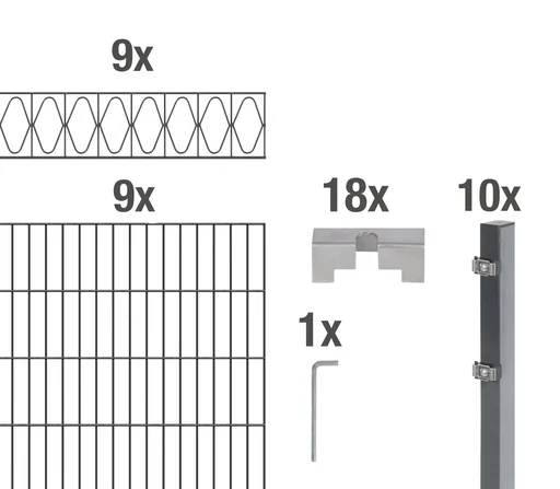 "Double rod mesh fence sets anthracite with decorative element "Elegance", length: 18 m, height: 120 cm image"