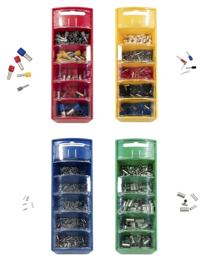 "Wire end ferrules assortment in slide box yellow, 0.5-2.5mm², insulated image"