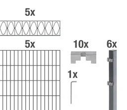 Dubbelstaafmathek-sets antraciet met decoratief element 