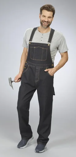 "Stretch dungaree jeans, color black, size 56 image"
