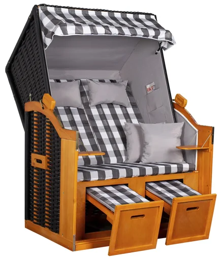 "Beach chair "Baltic Sea" checked grey/white image"