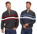 Sweater with stand-up collar, color blue, size 2XL