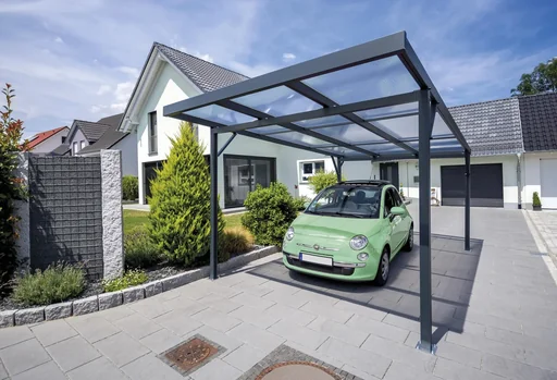 "Carport Premium, anthracite, 3094 x 5620 mm - polycarbonate multi-wall sheets 16 mm, bronze image"
