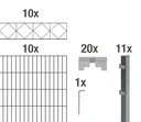 Double rod mesh fence sets anthracite with decorative element "Bergen", length: 20 m, height: 100 cm