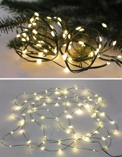 "LED light chain with 100 warm white LEDs image"