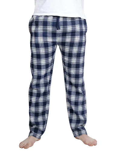"Flannel pants in a double pack, blue checked/black checked, size M image"