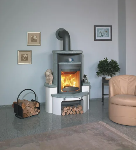 "Wood-burning stove - Avenso ECOplus 6 kW - cream-white tiles image"
