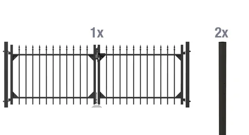 "Double gate set Chaussee including posts 3 x 1 m black matt image"