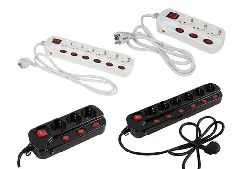 "Power strip with 1.5 meter connection cable - 3-way, white image"
