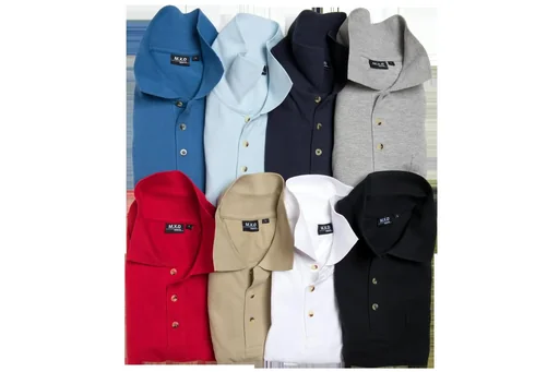 "Polo shirt with button placket and breast pocket, color silver gray, size M image"