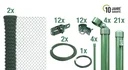 Chain link fence as a complete fence set, for setting in concrete, green, height 80 cm, length 50 m