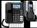 Large button combination with base and cordless telephone