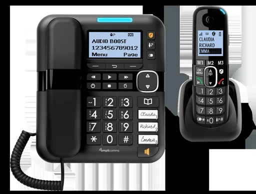 "Large button combination with base and cordless telephone image"