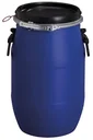 Plastic barrel with lid, clamping ring and carrying handles, PE, 60 l