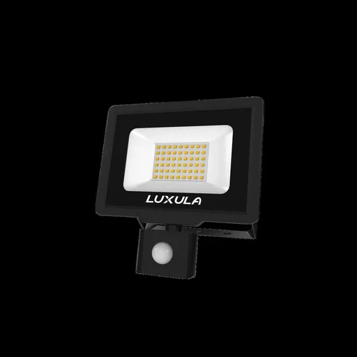 "LED floodlight in black with motion detector offers 50 W, 3000 K (warm white), 5000 lm & IP65 protection image"