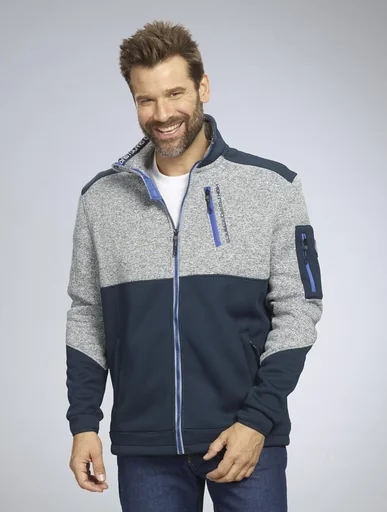 "Knitted fleece jacket, color navy/grey, size 3XL image"