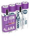 Lithium Ion Micro (AAA) Batteries USB-C - 4 pieces, safety shutdown