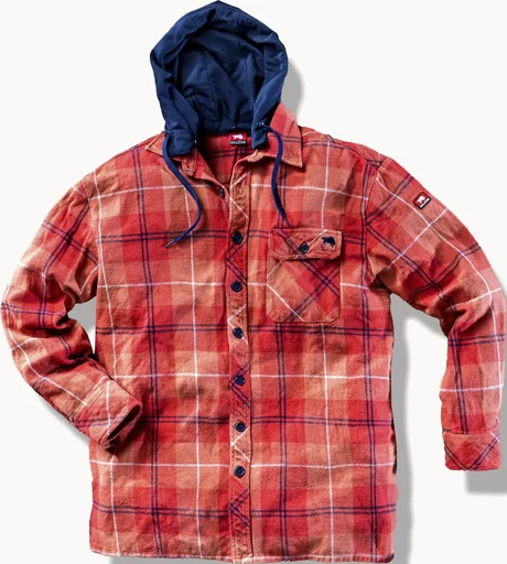 "TEXAS hooded shirt, rust-navy, size M image"