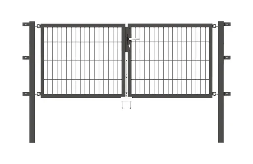"Flexo double gate with accessories, anthracite, width 200 cm, height 160 cm, PF: 60x60 cm image"