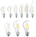 LED STAR FILAMENT lamp with 7.5 watts, E27, cool white, clear