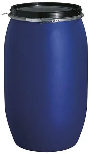 "Plastic barrel with lid and clamping ring, without carrying handles, PE, 220 l image"