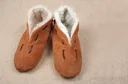 Fur slippers, brown, size 41/42