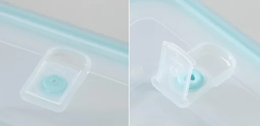"Glass food storage container set with click lid, 4 pieces, 1500/ 2600 ml, transparent/ mint green image"