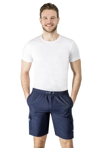 "Cargo shorts with elastic waistband, navy, size M image"